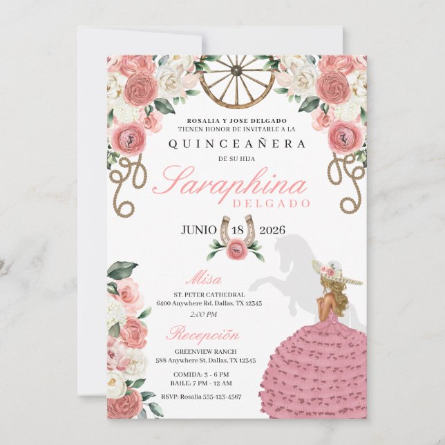 Invitation Roses roses roses Occidentales Mariachi Cowgirl Qu (Devant)