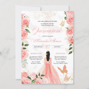 Invitation Roses roses roses papillon Mariposa Quinceanera Fl