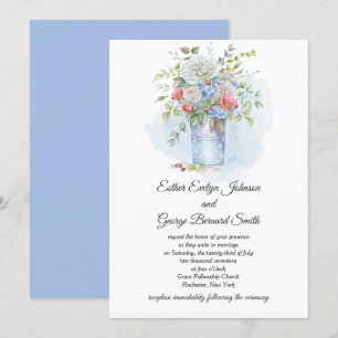 Invitation Roses roses roses Poppies Fleurs bleues Bouquet Ma