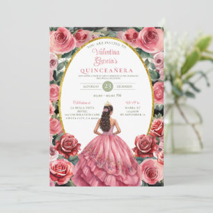 Invitation Roses roses roses Quinceañera 15 Anos Fleurs Or