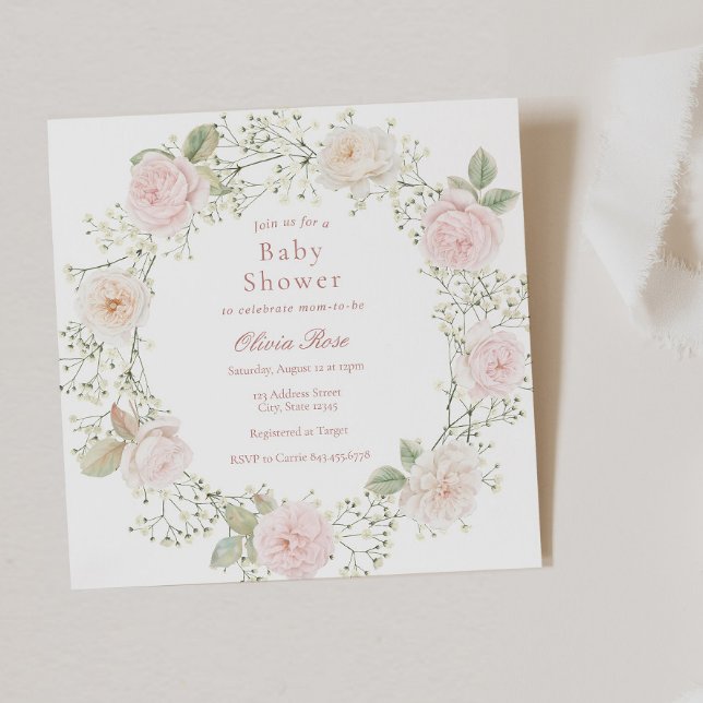 Invitation Roses roses roses roses Baby shower de la fille du (Créateur téléchargé)