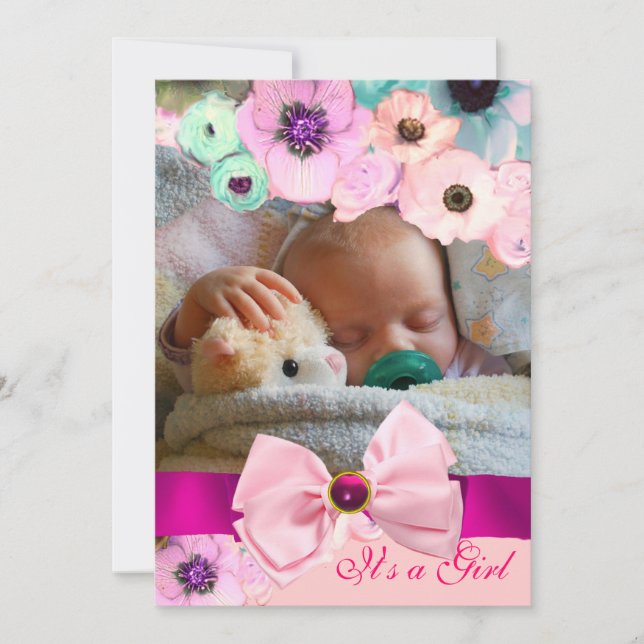 INVITATION ROSES ROSES ROSES ROSES ET MODÈLE PHOTO BABY SHOWE (Devant)