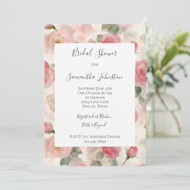 Invitation Roses roses roses roses rose romantique Fête des m (Debout devant)