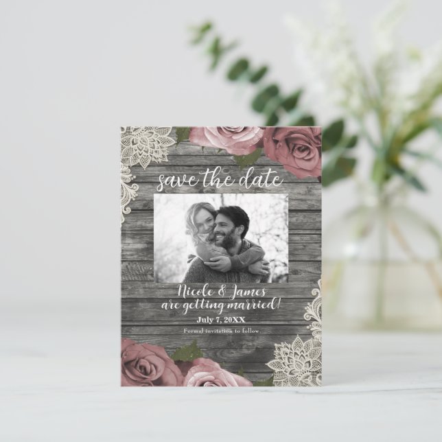 Invitation Roses Roses Roses Roses Roses et Crème Lace Gris E (Debout devant)