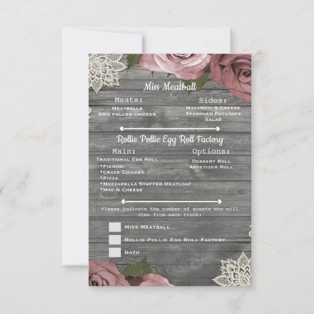 Invitation Roses Roses Roses Roses Roses Gris Dentelles en Bo (Devant)