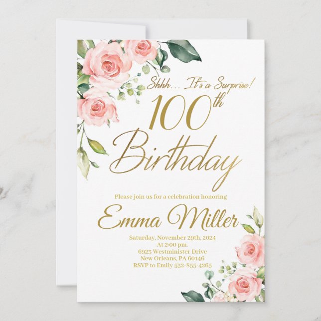 Invitation Roses Roses Roses Roses Roses Roses 100e anniversa (Devant)