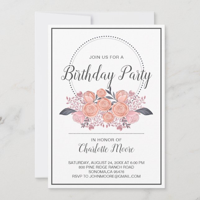Invitation Roses Roses Roses Roses Roses Roses Anniversaire I (Devant)