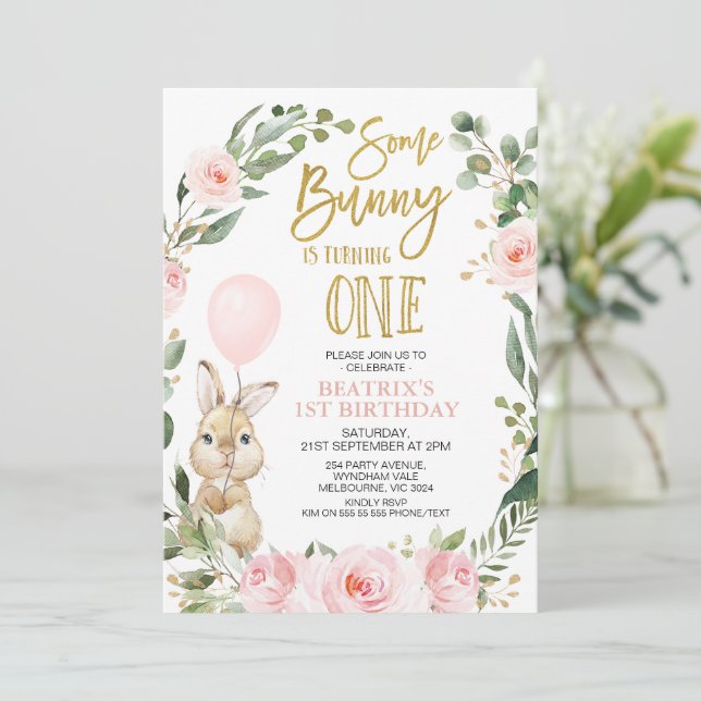 Invitation Roses Roses Roses Roses Un Lapin Tournant Un 1Er A (Debout devant)