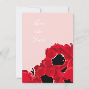 Invitation Roses rouges Abstraites et pavots Enregistrer la d