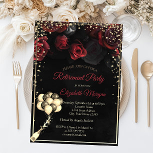 Invitation Roses rouges, ballons de diamants pour départ à la