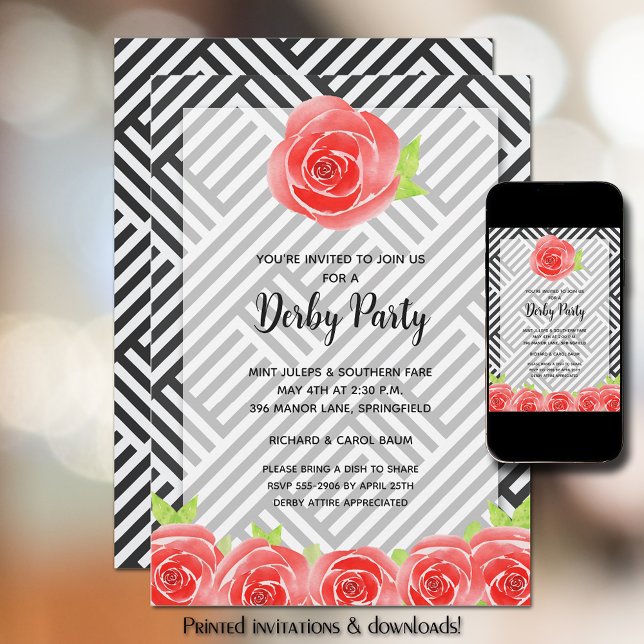 Invitation Roses rouges du Derby Party (Créateur téléchargé)