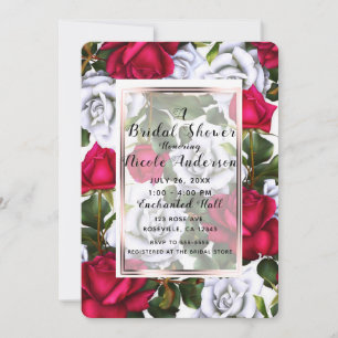 Invitation Roses rouges et blanches Chic Fête des mariées rus