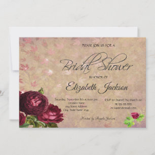 Invitation Roses Rouges Feuilles Tombantes Vin Réception de M