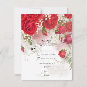 Invitation Roses Rouges & Gypsophile Élégant R.S.V.P. Floral