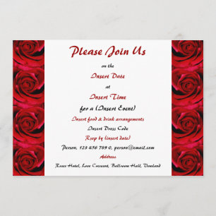 Invitation Roses rouges - modèle personnalisable