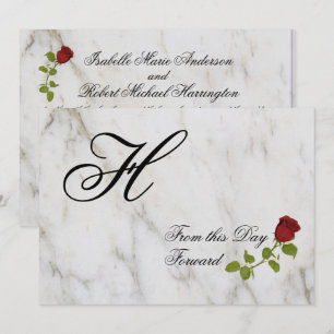 Invitation Roses rouges monogramme À partir de ce jour