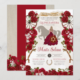 Invitation Roses rouges occidentales rustiques Floral Charro 