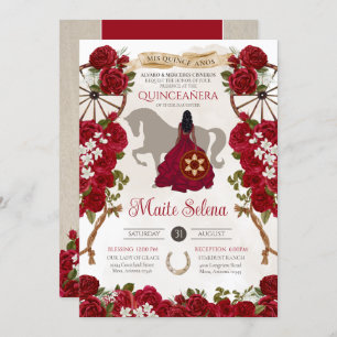 Invitation Roses rouges occidentales rustiques Floral Charro 