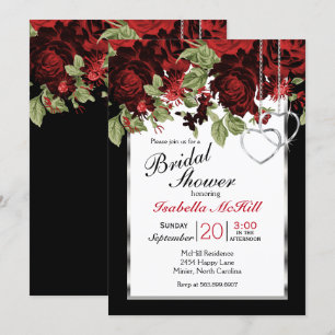 Invitation Roses rouges profondes - Fête des mariées