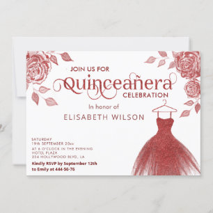 Invitation Roses rouges robe parties scintillant rouge Quince