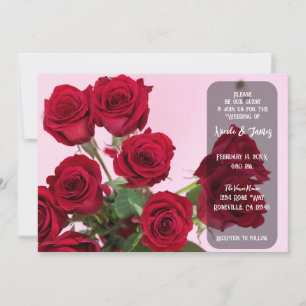 Invitation Roses rouges rose romantique Mariage de bouquet fl