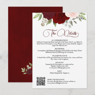 Invitation Roses Rouges & Roses Roses Téléchargeable QR Détai