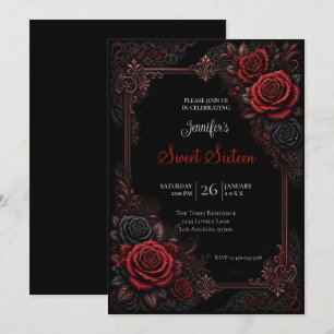 Invitation Roses Rouges Sweet 16 Anniversaire