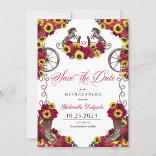 Invitation Roses Rouges Tournesols Sauvez La Date Quinceañera