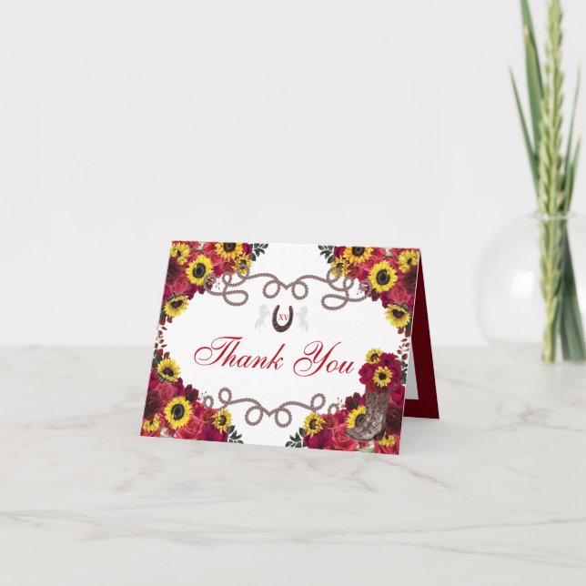 Invitation Roses rouges Tourneux Charro Quinceanera Merci (Devant)