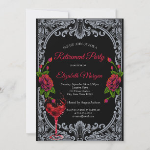Invitation Roses rouges, Verre à vin Retraite gothique