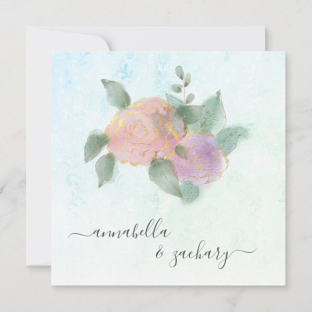 Invitation *~* ROSES + RSVP QR Parties scintillant or - Maria (Devant)