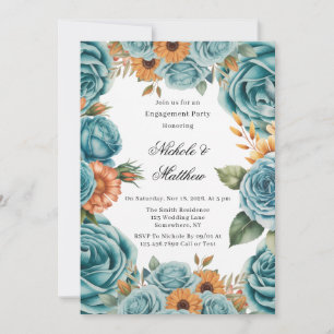 Invitation Roses sarcelles et fête de fiançailles florale ora