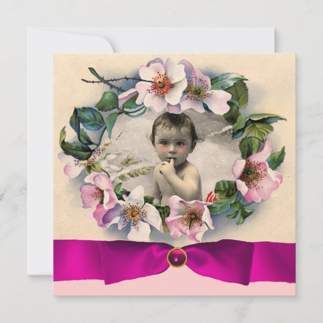 Invitation Roses SAUVAGES AVEC MODÈLE PHOTO RIBBON ROSE (Devant)
