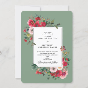 Invitation Roses sauvages et Basil Vert