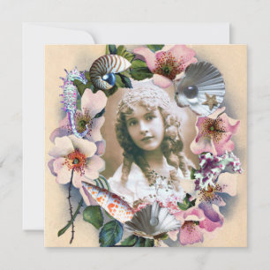 Invitation Roses SAUVAGES ET COQUILLES DE MER SUCRÉ 16 MODÈLE