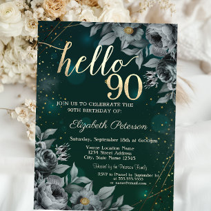 Invitation Roses Sombres Vert 90e Anniversaire
