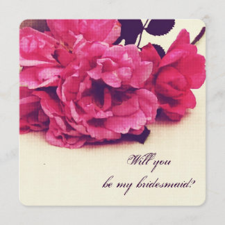 Invitation roses thé anciennes - veux-tu être ma demoiselle