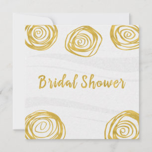 Invitation Roses Tourbillon Blanc Et Or Mariage Moderne
