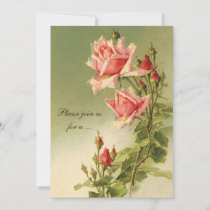 Invitation Roses vintages, Parti Fête des mariées victorien