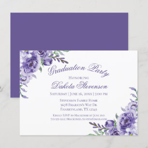 Invitation Roses violets   Élégante aquarelle graduée