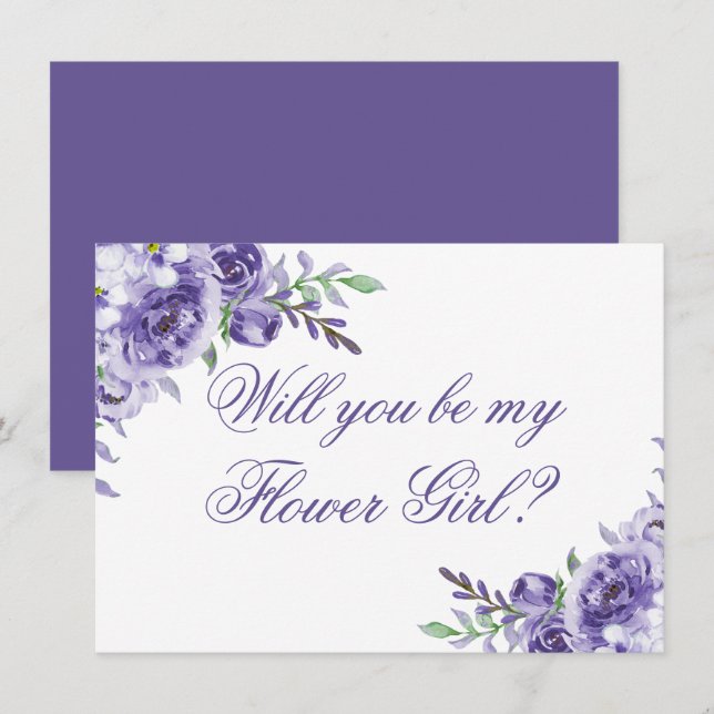 Invitation Roses violets | Proposition élégante de parti nupt (Devant / Derrière)