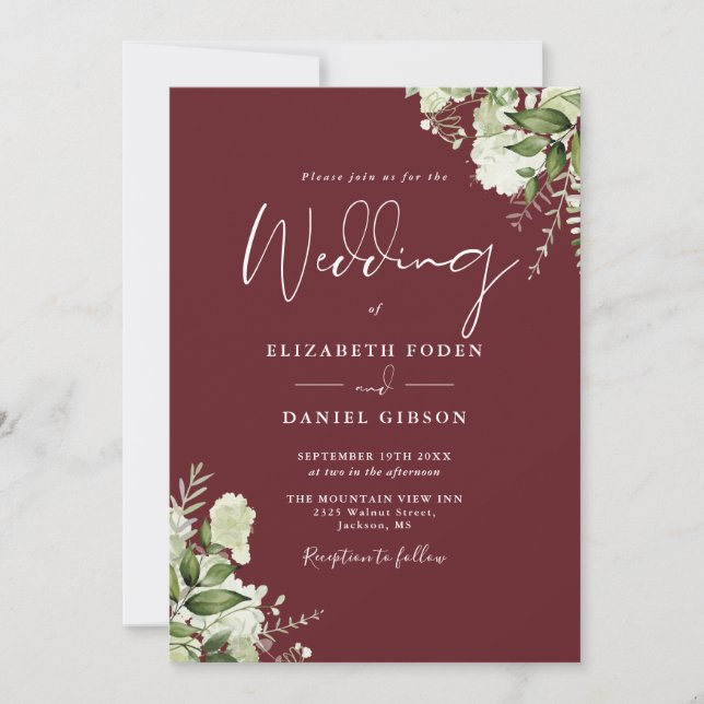 Invitation Rosewood Pink Greenery Floral QR Code Mariage (Devant)