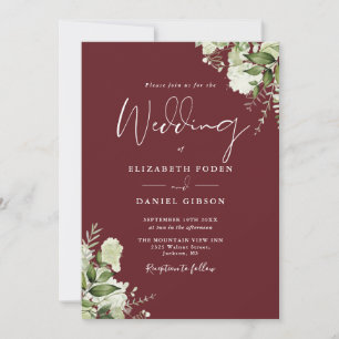 Invitation Rosewood Rose Floral Mariage Code QR
