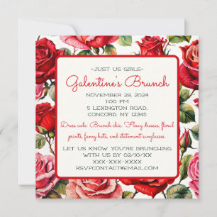 Invitation Rosey Galentine's Day Dames Brunch