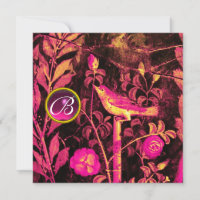 ROSSIGNOL AVEC MONOGRAMME AUX ROSES, Rose Noir Jau