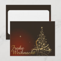 Rotes Weihnachtsmotiv mit goldenem Weihnachtsbaum