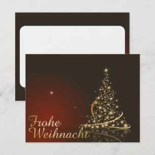 Invitation Rotes Weihnachtsmotiv mit goldenem Weihnachtsbaum