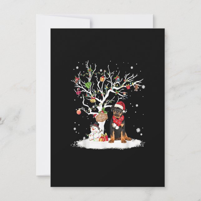 Invitation Rottweiler Winter Snow Tree Dog Christmas Winter (Devant)