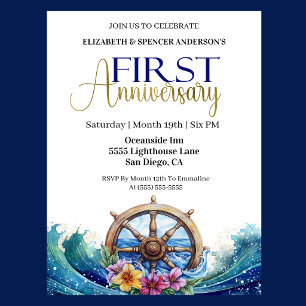 Invitation Roue de navigation de voile 1er anniversaire de ma