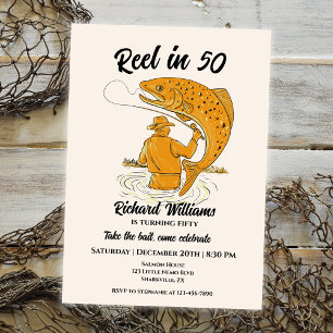 Invitation Roue en 50 Pêche Vintage Hommes 50e anniversaire